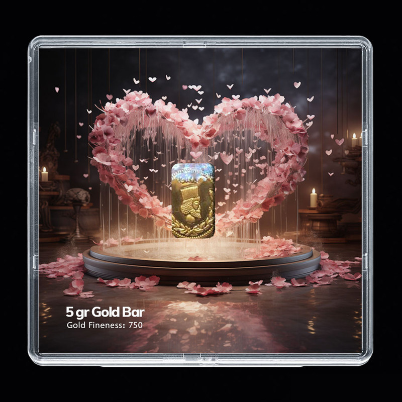 شمش طلا 18 عیار مدوپد مدل قلب صورتی کد SG-10303