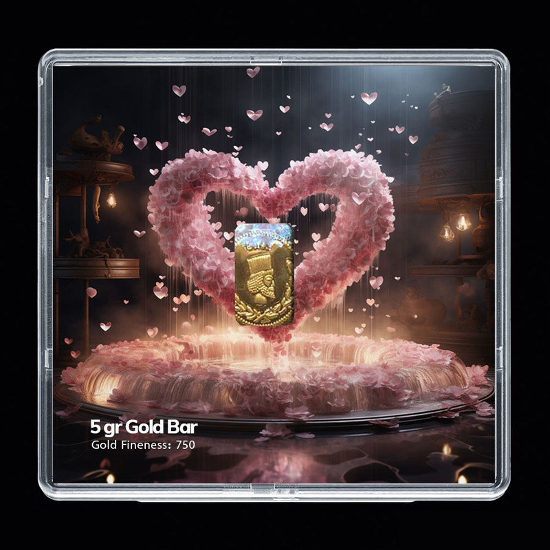 شمش طلا 18 عیار مدوپد مدل قلب صورتی کد SG-10302