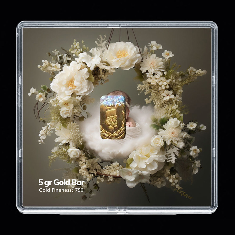 شمش طلا 18 عیار مدوپد مدل نوزاد کد SG-10285