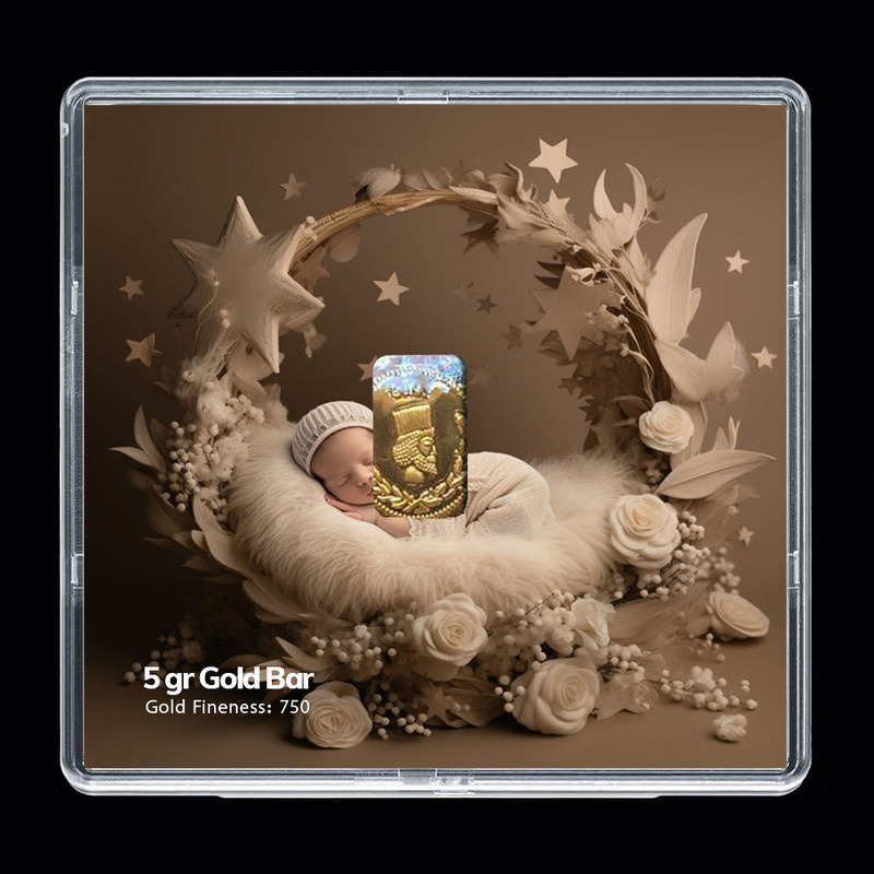 شمش طلا 18 عیار مدوپد مدل نوزاد کد SG-10277