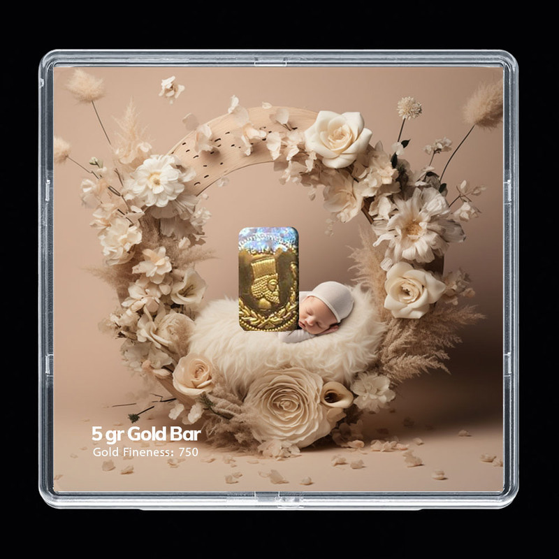 شمش طلا 18 عیار مدوپد مدل نوزاد کد SG-10272