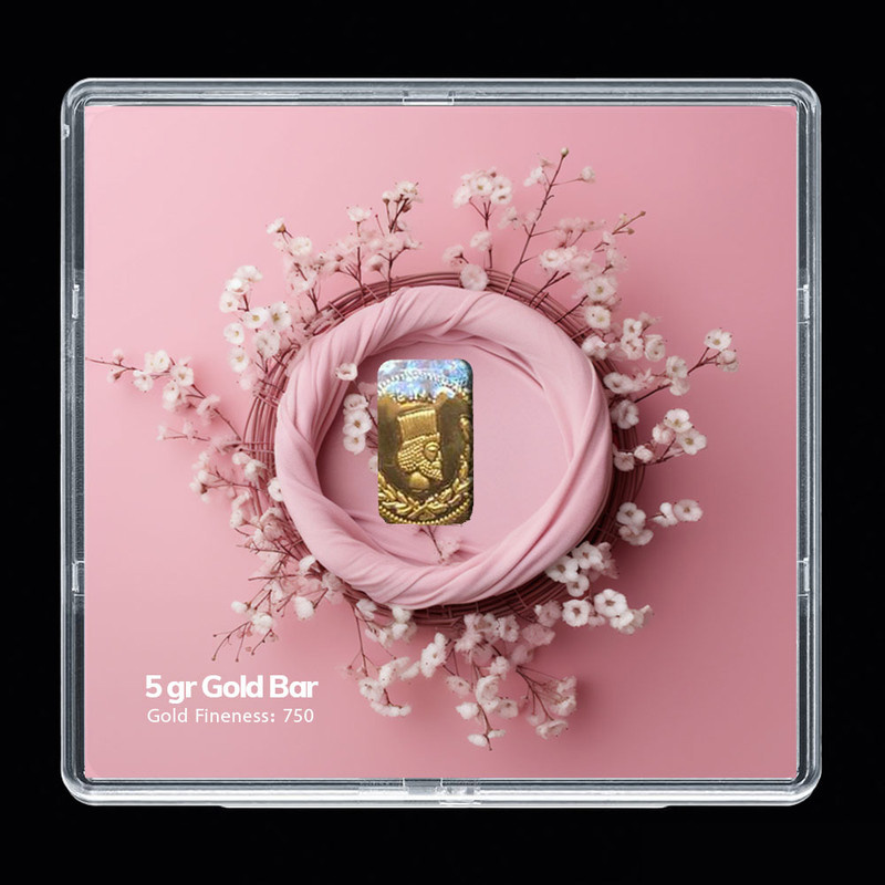 شمش طلا 18 عیار مدوپد مدل سبد و گل کد SG-10267