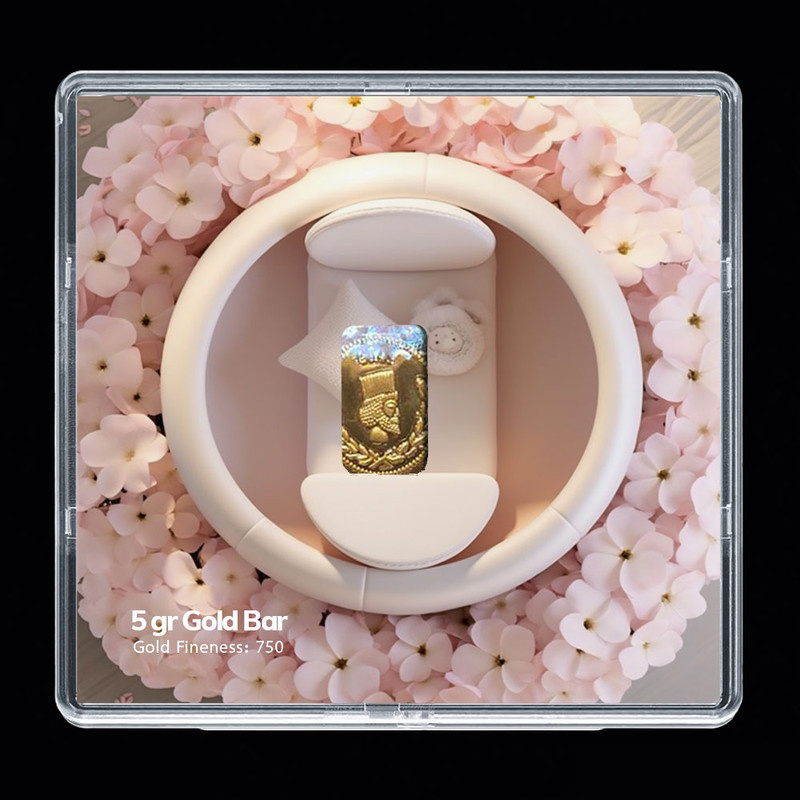 شمش طلا 18 عیار مدوپد مدل سبد و گل کد SG-10263