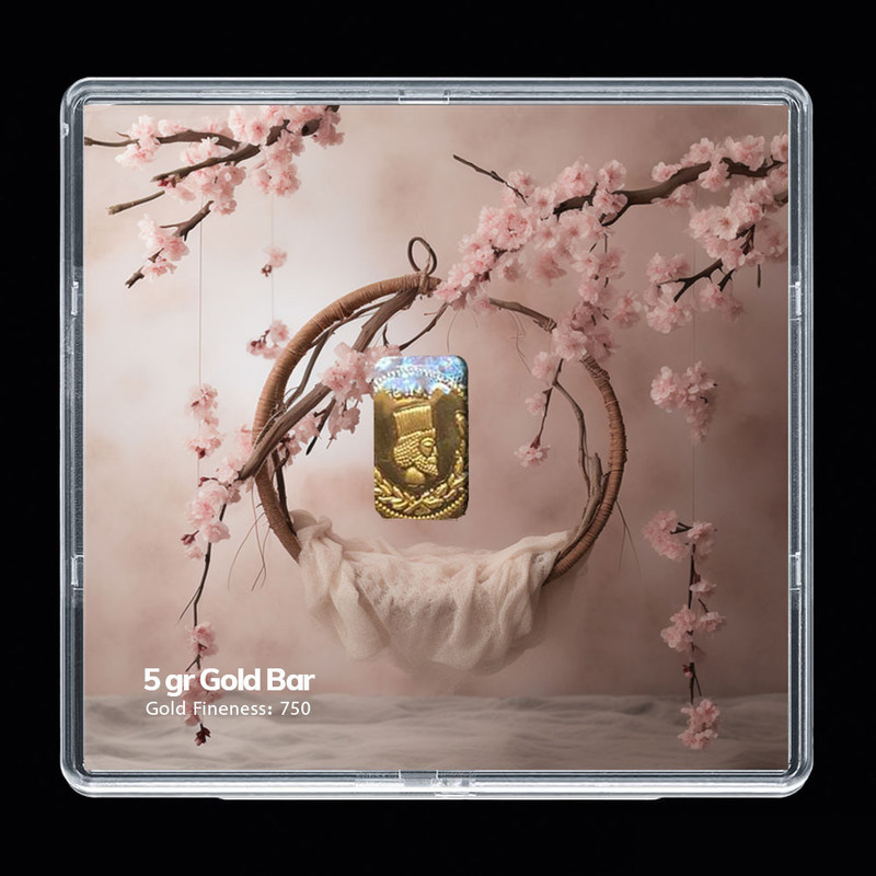 شمش طلا 18 عیار مدوپد مدل سبد و گل کد SG-10246