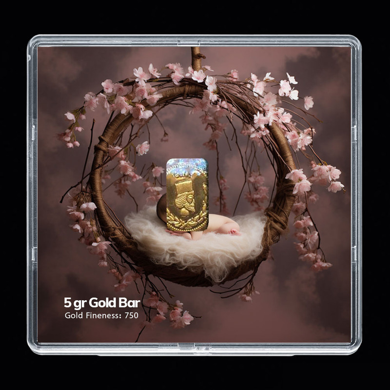 شمش طلا 18 عیار مدوپد مدل نوزاد کد SG-10245