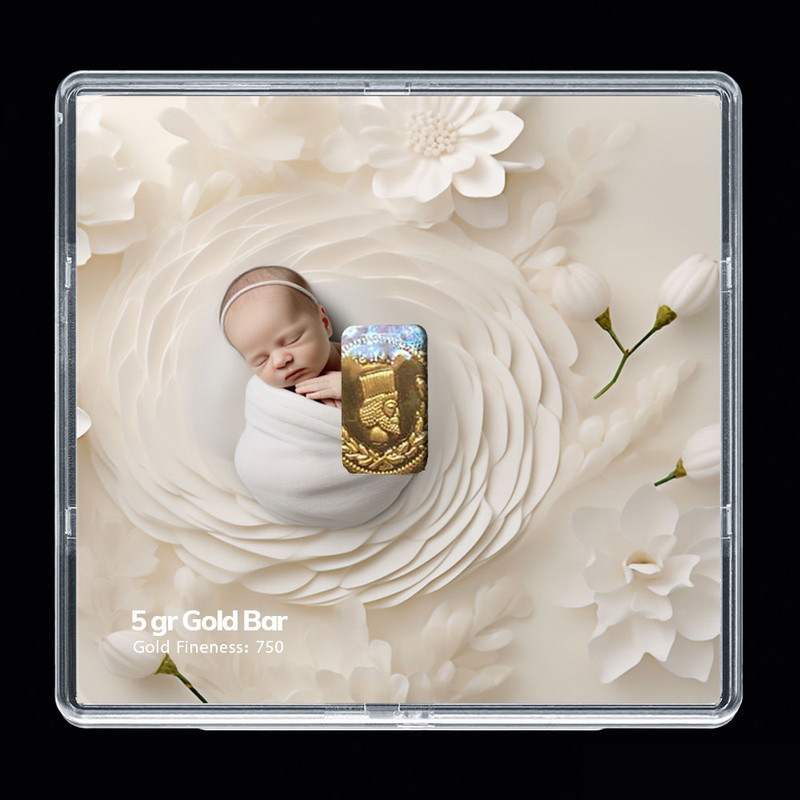 شمش طلا 18 عیار مدوپد مدل نوزاد کد SG-10236