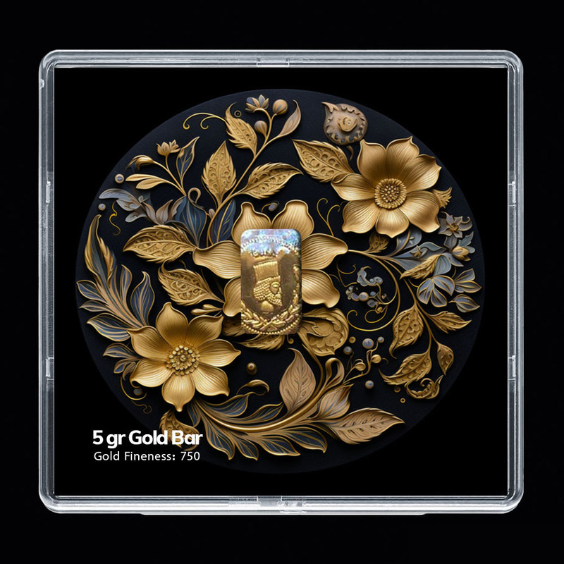 شمش طلا 18 عیار مدوپد مدل سینی و گل کد SG-10171