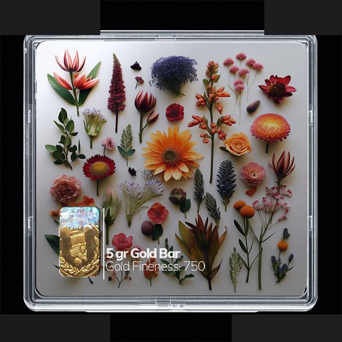 شمش طلا 18 عیار مدوپد مدل گل کد SG10432