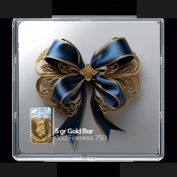 شمش طلا 18 عیار مدوپد مدل روبان آبی کد SG10597