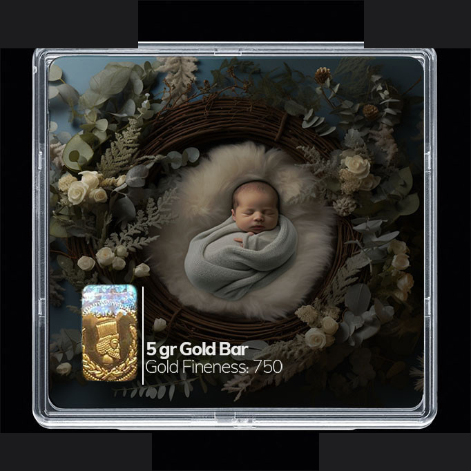 شمش طلا 18 عیار مدوپد مدل نوزاد کد SG10657