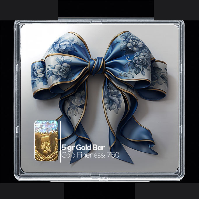 شمش طلا 18 عیار مدوپد مدل روبان آبی کد SG10600