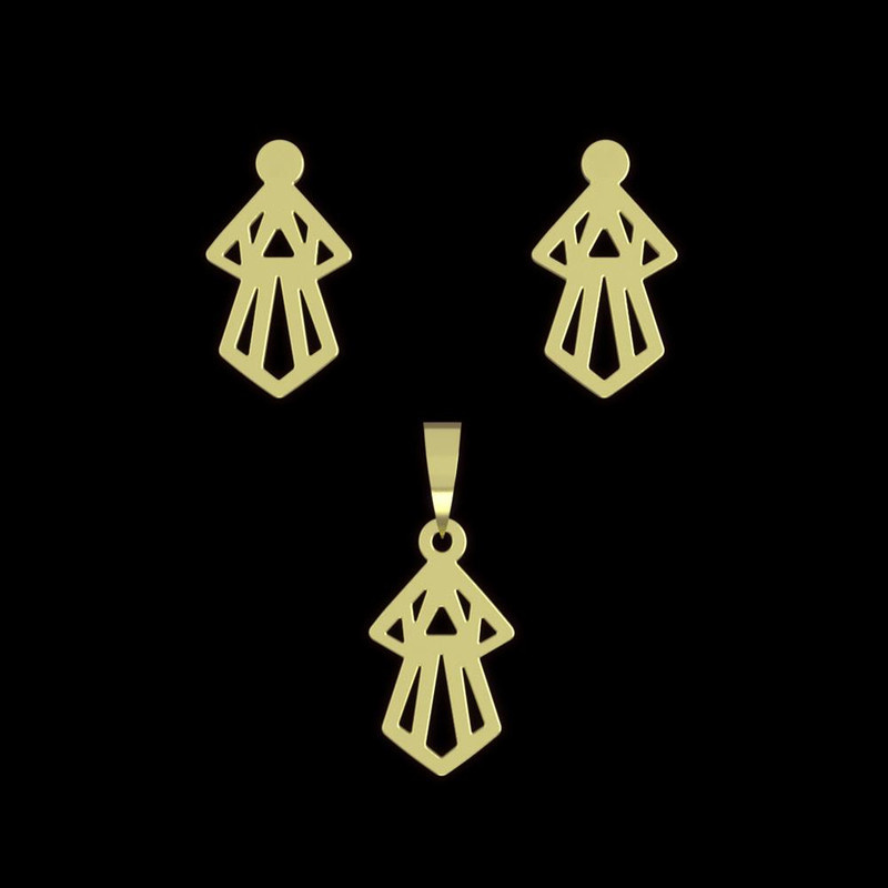 نیم ست طلا 18 عیار زنانه مدوپد مدل هندسی کد NA10203