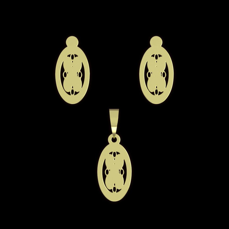 نیم ست طلا 18 عیار زنانه مدوپد مدل هندسی کد NA11921