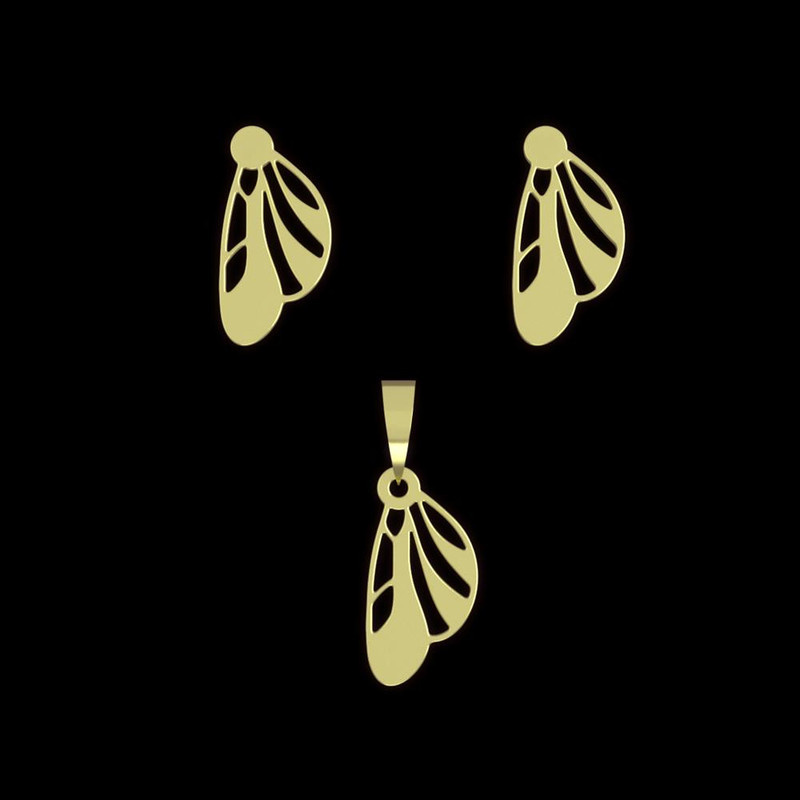 نیم ست طلا 18 عیار زنانه مدوپد مدل بال پروانه کد NA11976