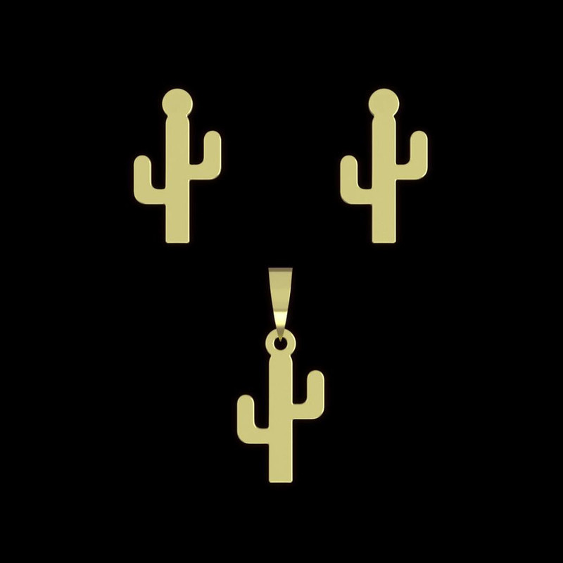 نیم ست طلا 18 عیار زنانه مدوپد مدل کاکتوس کد NA12192