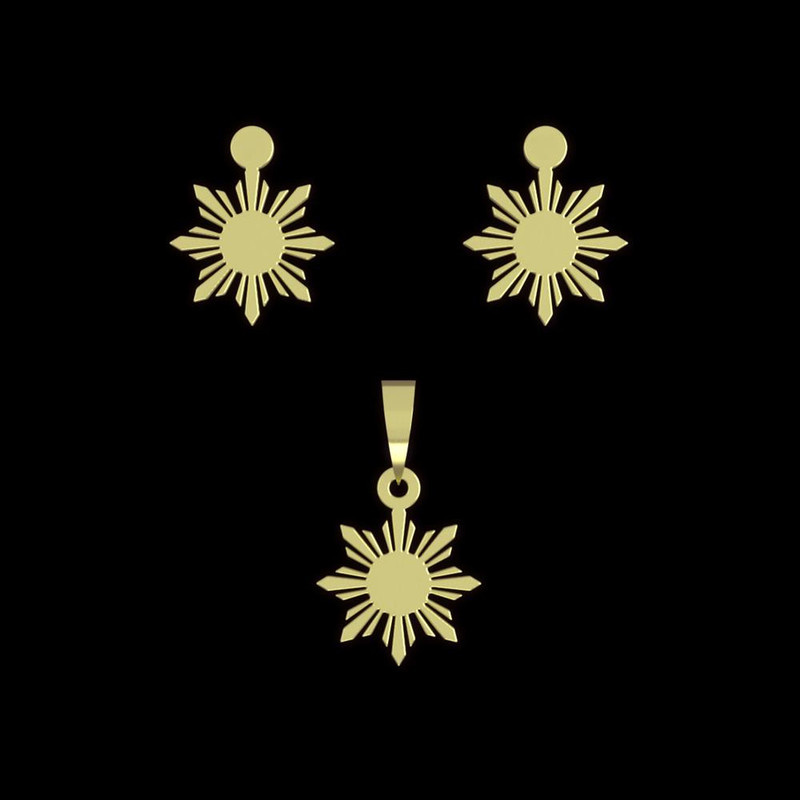 نیم ست طلا 18 عیار زنانه مدوپد مدل خورشید کد NA12323