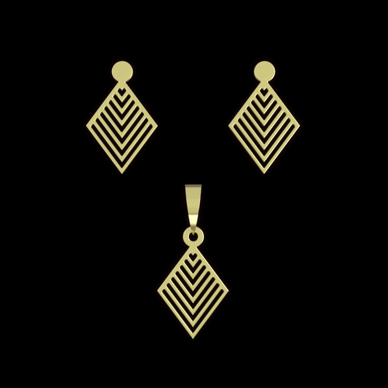 نیم ست طلا 18 عیار زنانه مدوپد مدل لوزی کد NA12356