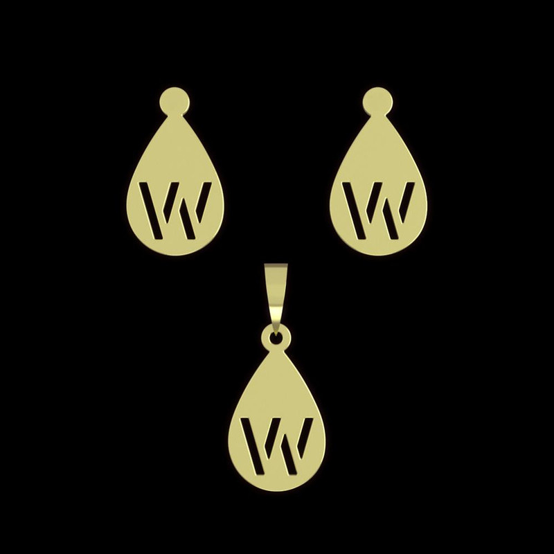 نیم ست طلا 18 عیار زنانه مدوپد مدل حرف w کد NA12576