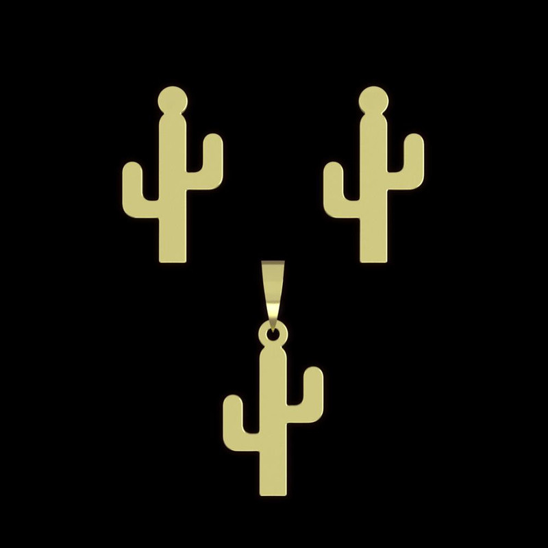 نیم ست طلا 18 عیار زنانه مدوپد مدل کاکتوس کد NA12749