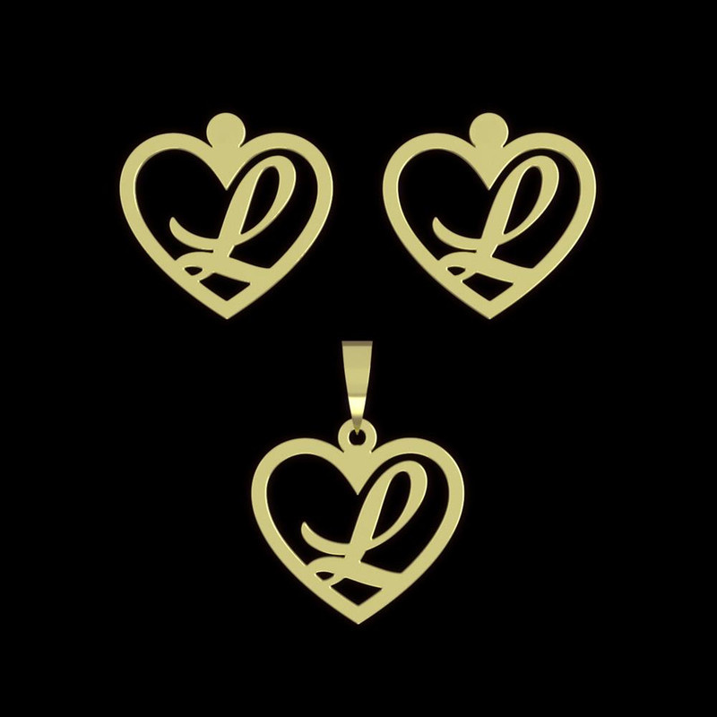 نیم ست طلا 18 عیار زنانه مدوپد مدل حرف L کد NA12842