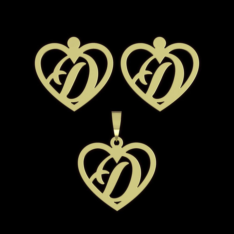 نیم ست طلا 18 عیار زنانه مدوپد مدل حرف D کد NA12848