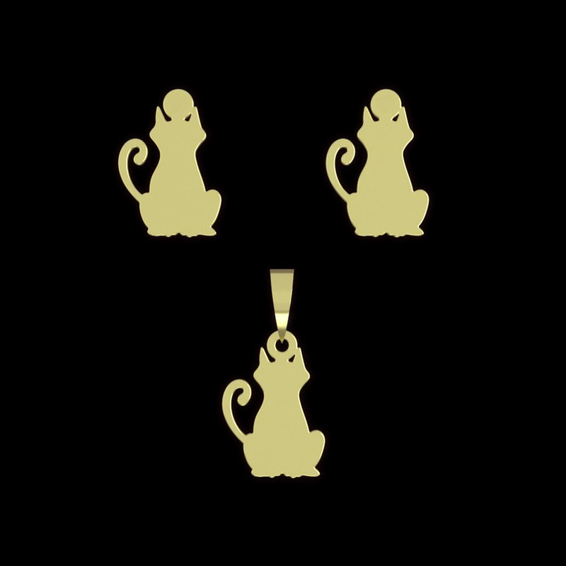 نیم ست طلا 18 عیار زنانه مدوپد مدل گربه کد NA12905