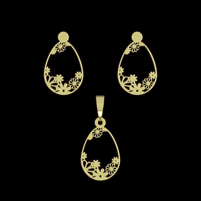 نیم ست طلا 18 عیار زنانه مدوپد مدل برگ کد NA13006