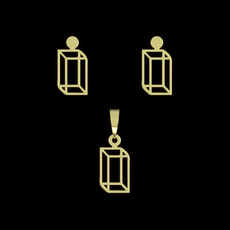 نیم ست طلا 18 عیار زنانه مدوپد مدل مکعب کد NA13205