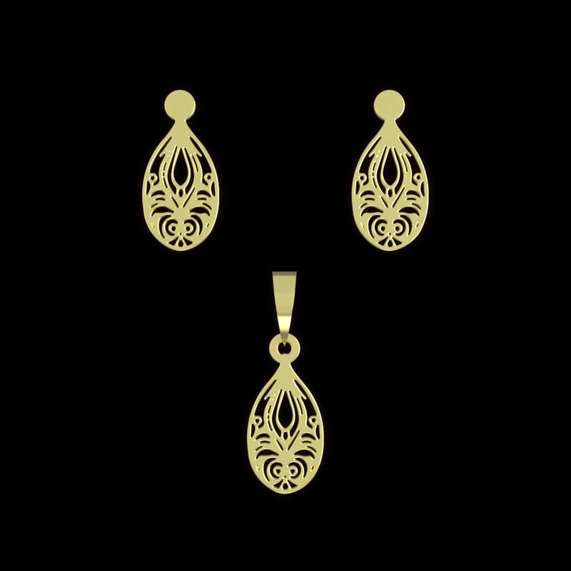 نیم ست طلا 18 عیار زنانه مدوپد مدل هندسی کد NA14016