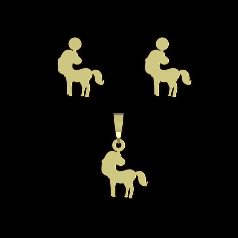 نیم ست طلا 18 عیار زنانه مدوپد مدل یونیکورن کد NA14031