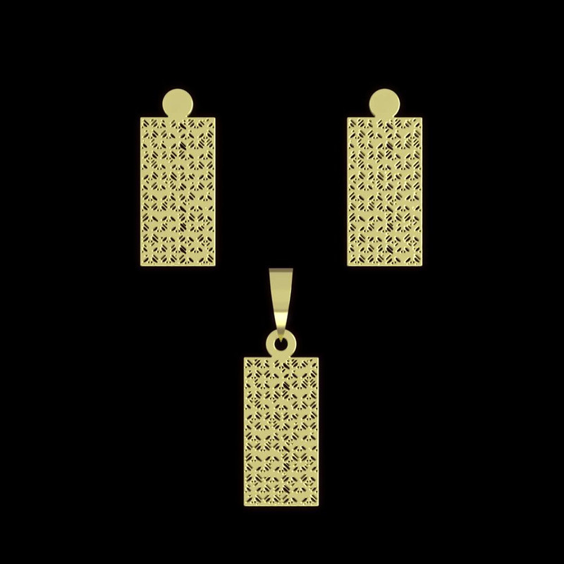 نیم ست طلا 18 عیار زنانه مدوپد مدل مستطیل کد NA14214