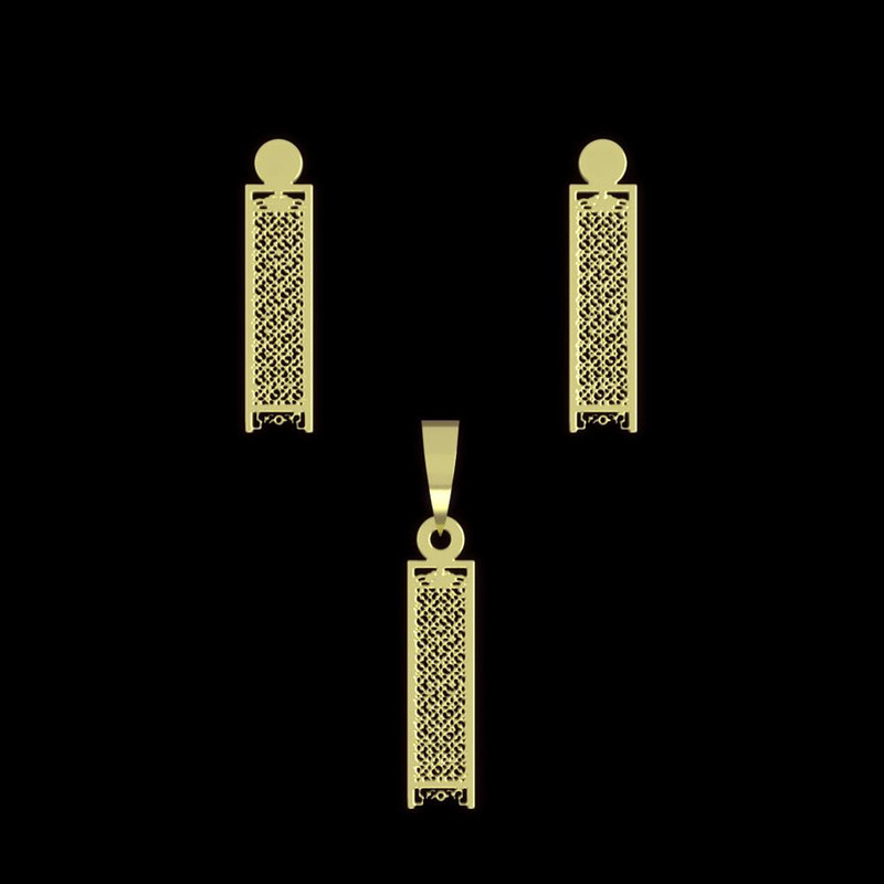 نیم ست طلا 18 عیار زنانه مدوپد مدل مستطیل کد NA14463