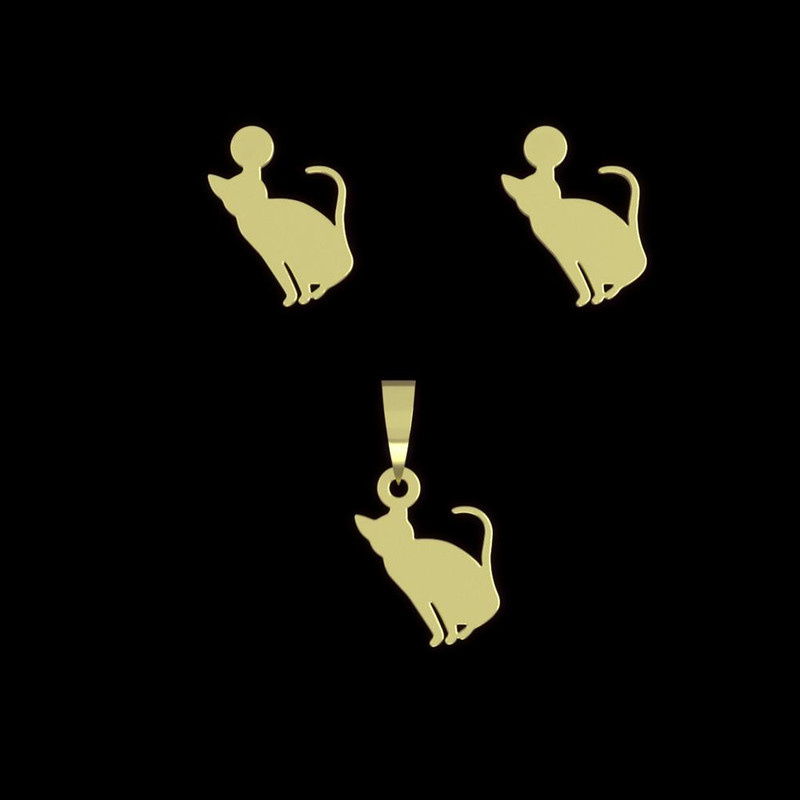 نیم ست طلا 18 عیار زنانه مدوپد مدل گربه کد NA14674