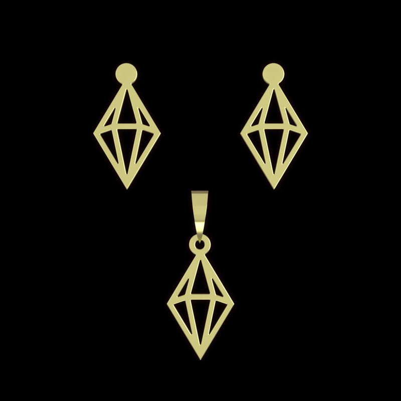 نیم ست طلا 18 عیار زنانه مدوپد مدل لوزی کد NA14941