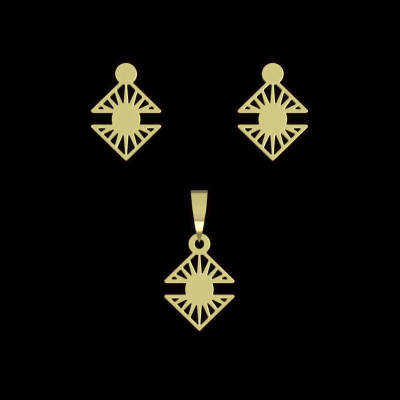 نیم ست طلا 18 عیار زنانه مدوپد مدل هندسی کد NA15011