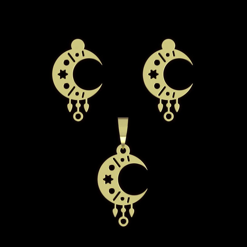 نیم ست طلا 18 عیار زنانه مدوپد مدل ماه کد NA15017