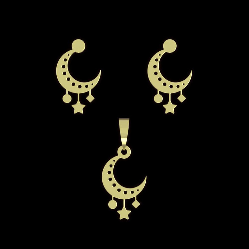 نیم ست طلا 18 عیار زنانه مدوپد مدل ماه کد NA15039