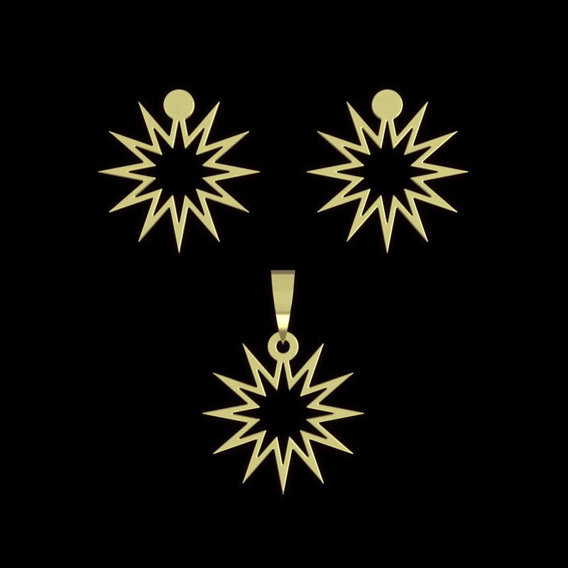 نیم ست طلا 18 عیار زنانه مدوپد مدل ستاره کد NA15546