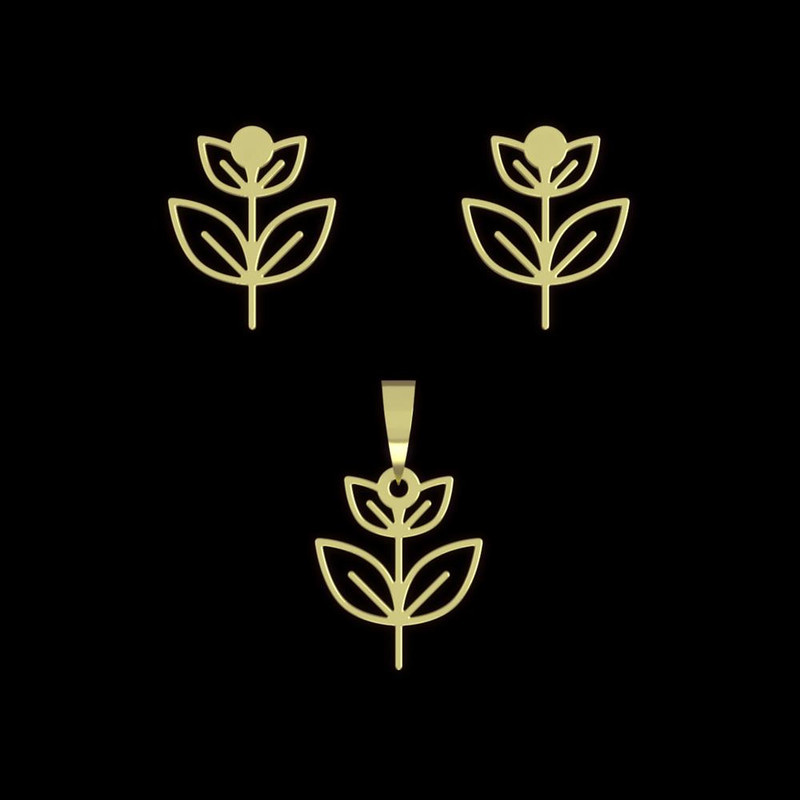 نیم ست طلا 18 عیار زنانه مدوپد مدل برگ کد NA15986