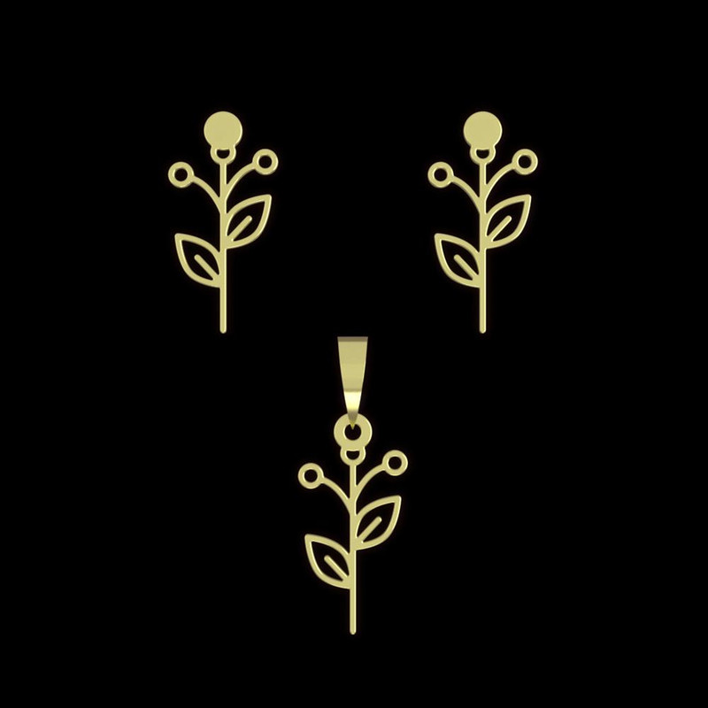 نیم ست طلا 18 عیار زنانه مدوپد مدل برگ کد NA15990