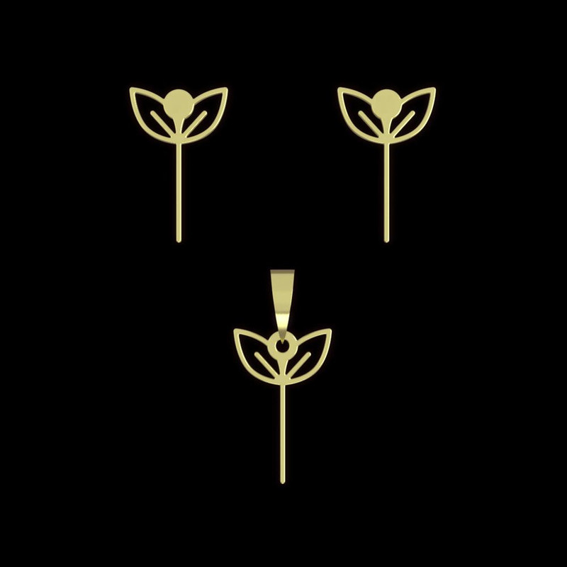 نیم ست طلا 18 عیار زنانه مدوپد مدل برگ کد NA15991