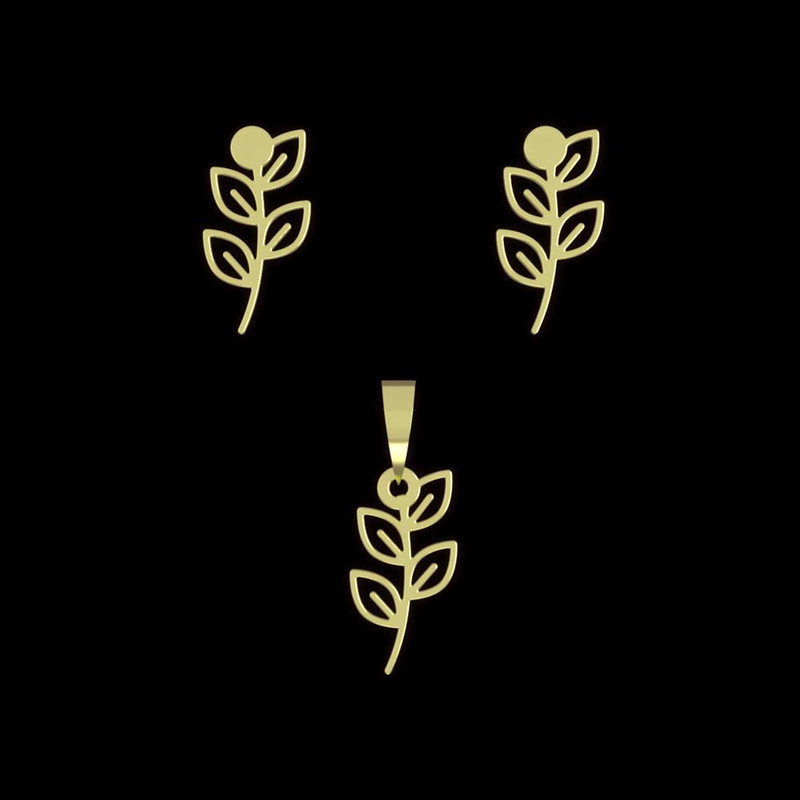 نیم ست طلا 18 عیار زنانه مدوپد مدل برگ کد NA15993