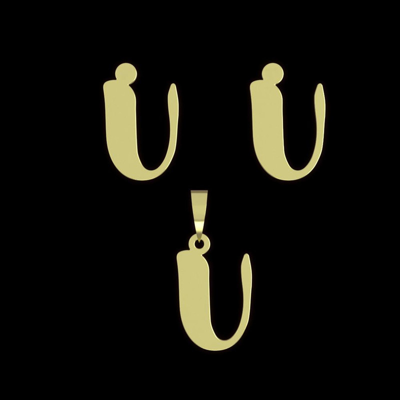 نیم ست طلا 18 عیار زنانه مدوپد مدل حرف U کد NA16652