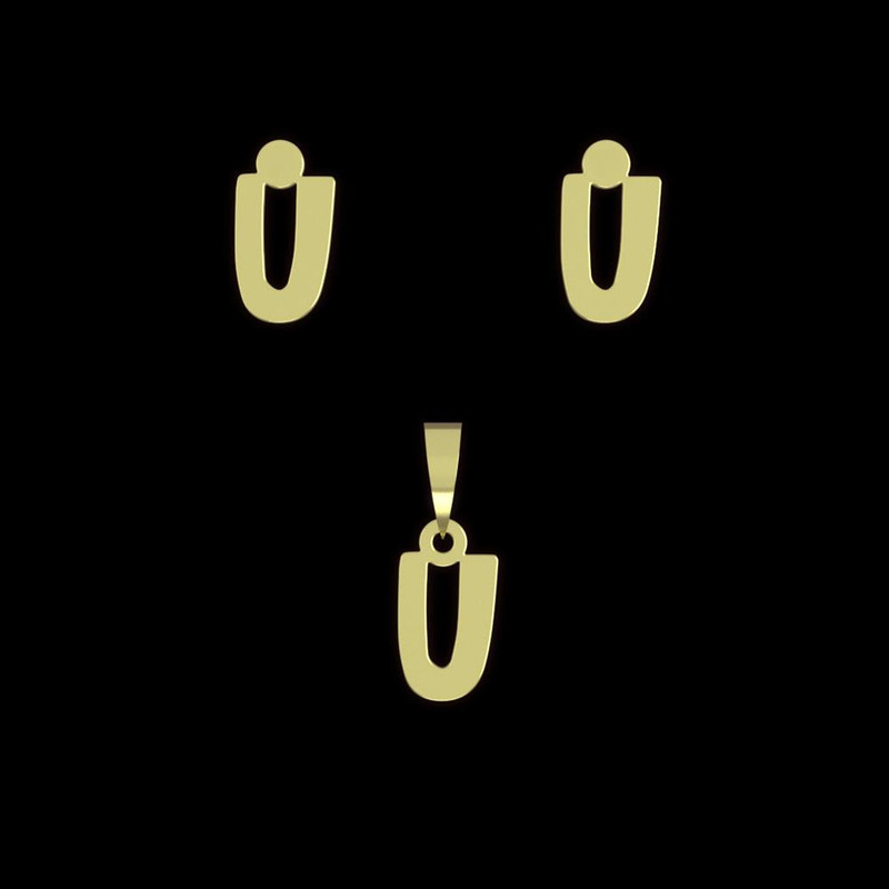 نیم ست طلا 18 عیار زنانه مدوپد مدل حرف U کد NA16619