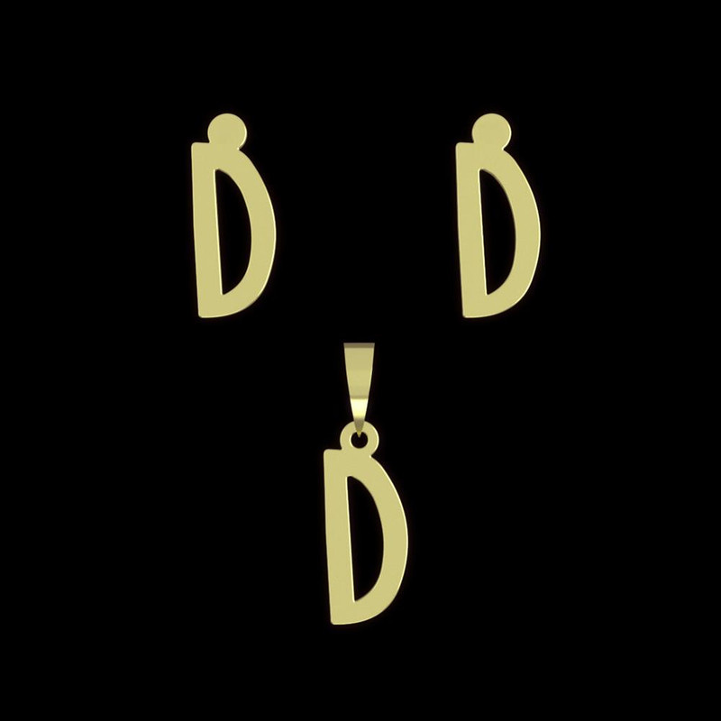 نیم ست طلا 18 عیار زنانه مدوپد مدل حرف D کد NA16736