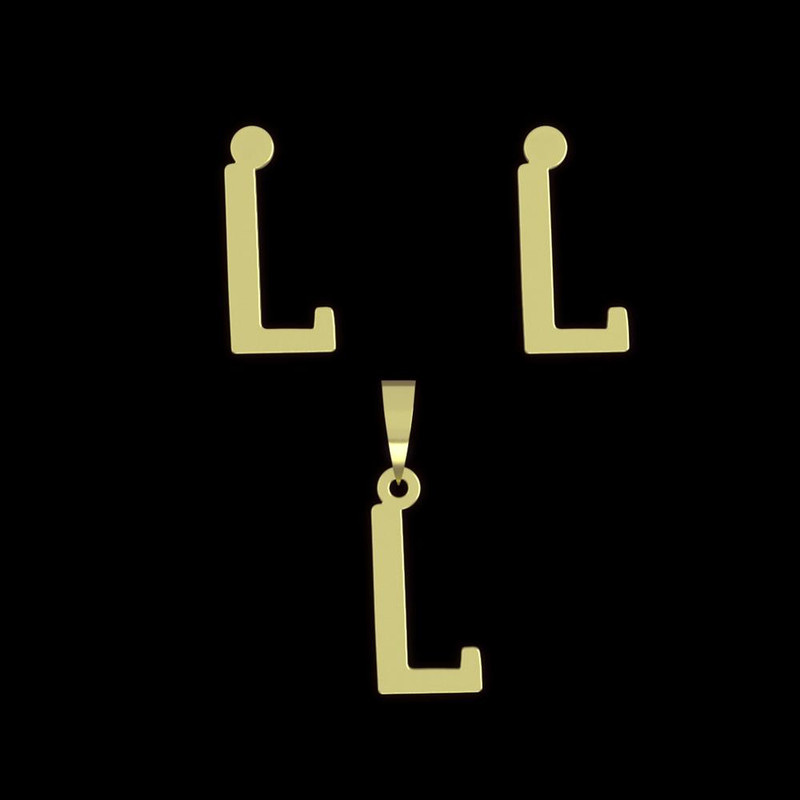 نیم ست طلا 18 عیار زنانه مدوپد مدل حرف L کد NA16744