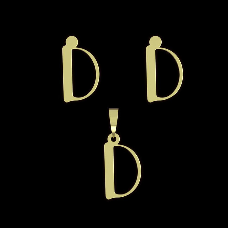 نیم ست طلا 18 عیار زنانه مدوپد مدل حرف D کد NA16784