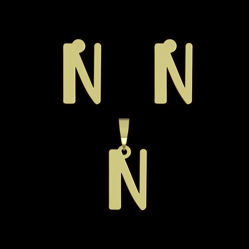 نیم ست طلا 18 عیار زنانه مدوپد مدل حرف N کد NA16900