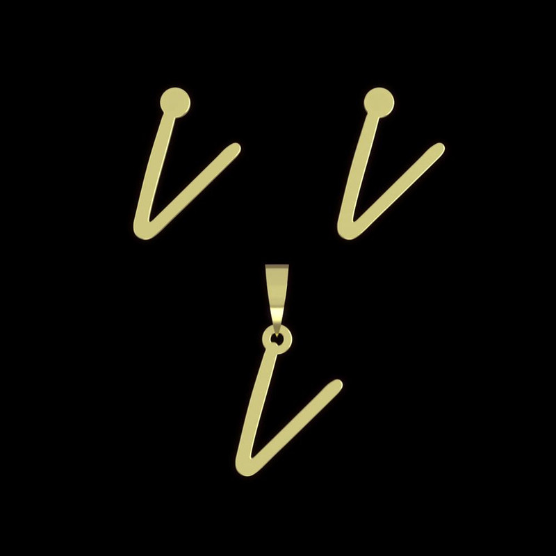 نیم ست طلا 18 عیار زنانه مدوپد مدل حرف V کد NA17194