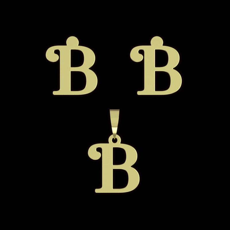 نیم ست طلا 18 عیار زنانه مدوپد مدل حرف B کد NA17200